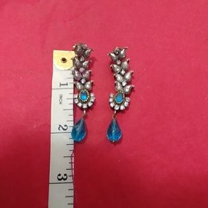 Silver, gold and aqua earrings